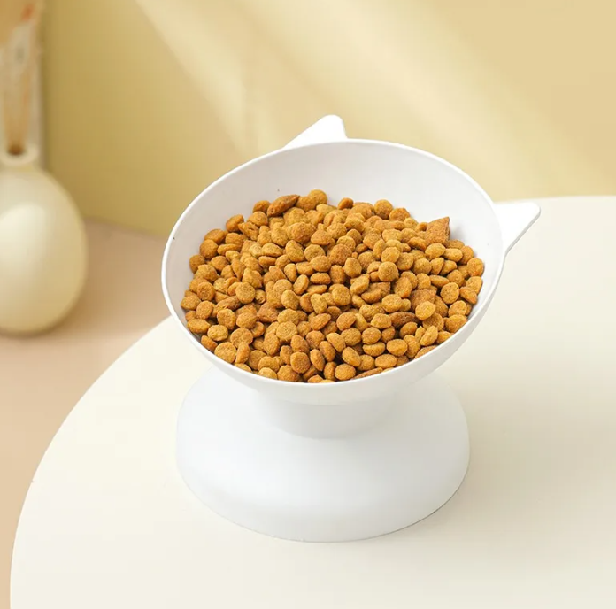 Tilted Cat Bowl - Raised 15 Degree Whisker-Friendly Feeding Dish