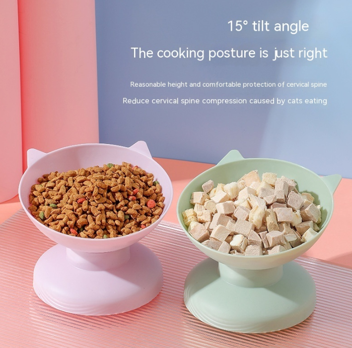 Tilted Cat Bowl - Raised 15 Degree Whisker-Friendly Feeding Dish