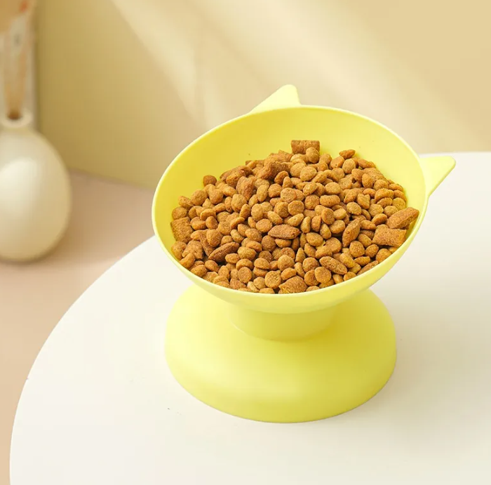 Tilted Cat Bowl - Raised 15 Degree Whisker-Friendly Feeding Dish