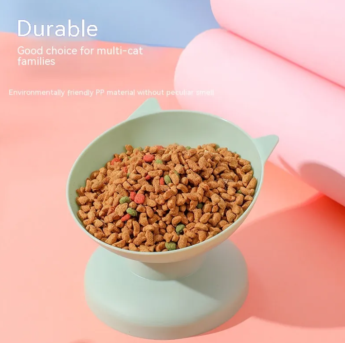 Tilted Cat Bowl - Raised 15 Degree Whisker-Friendly Feeding Dish